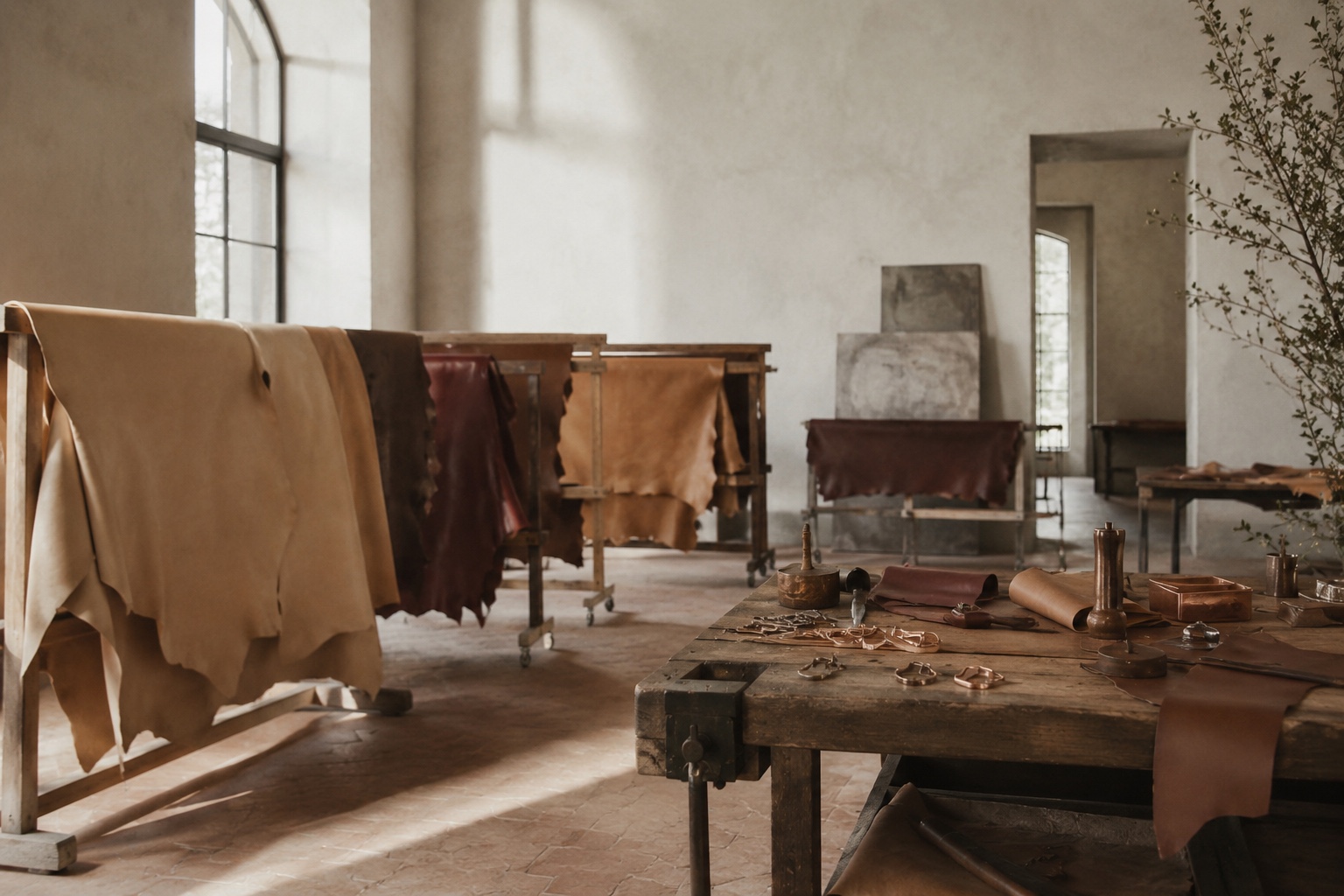 Hides drying in the Conceria Walpier tannery